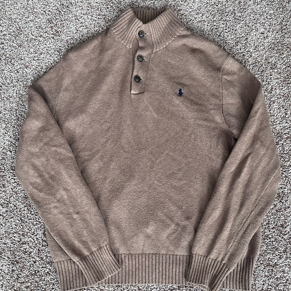 Vintage Y2K Polo Ralph Lauren Camel Brown Pullover Mock‎ Neck Sweater